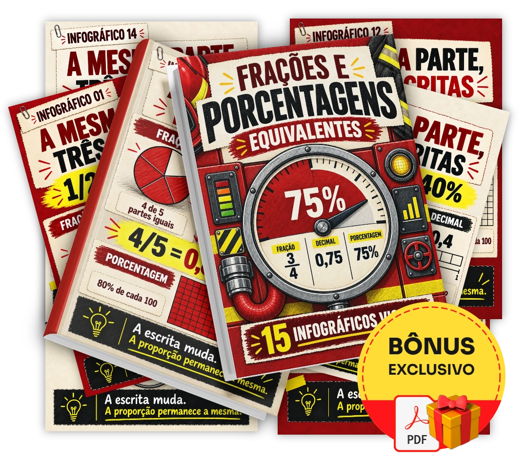 Infográficos de Frações e Porcentagens Equivalentes